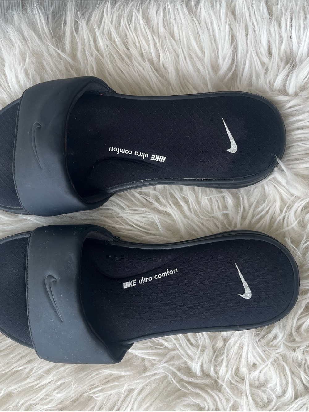 Nike Black Slide Sandals with White Swoosh